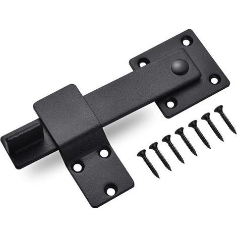 Loquet de porte en acier inoxydable, serrure de porte coulissante, serrure de porte basculante avec vis de réglage, loquet noir (1/4)