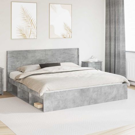 Estructura de cama con almacenamiento y cabecero Gris Hormigón (1/5)
