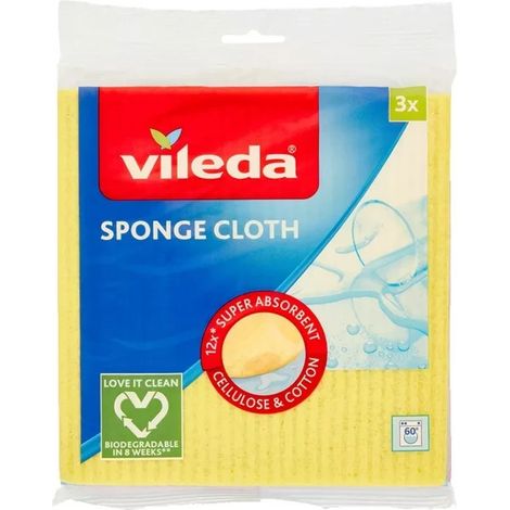Vileda sponge cloth panno assorbente 100% biodegradabile,3 confezioni da 3 pezzi