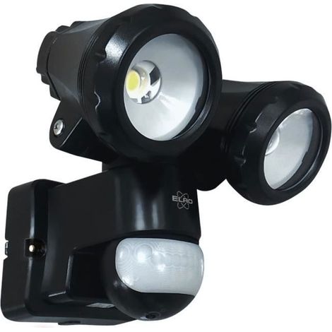 ELRO LF80 Lampe d'extérieur LED duo avec détecteur de mouvement - 2 x 10 W - 1200 LM - IP54 étanche - noir (1/4)