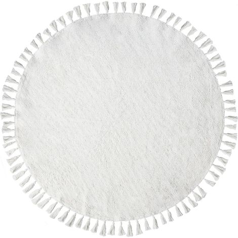 Tappeto in cotone da 120 cm per camera dei bambini forma rotonda bianco Mitsobi
