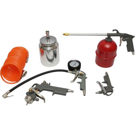 Set di 5 pezzi ad aria compressa con tubo a spirale da 5 m, ideale per lavaggio, verniciatura, gonfiaggio e soffiaggio. Breckner Germany (1/5)