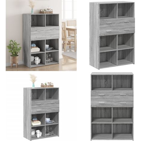 Buffet haut sonoma gris 80x42,5x124 cm bois d'ingénierie - Buffet Design - Buffet Moderne - Buffet Gris - Meuble Rangement - Commode - Home & Living (1/5)