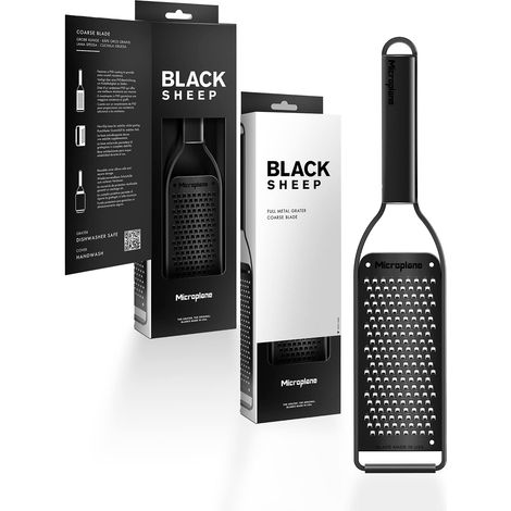 Microplane Grattugia da cucina con lama spessa in acciaio inox Made in USA per formaggio, carote, zenzero, cocco e rafano della serie Black Sheep (1/5)
