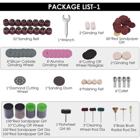 Kit d'accessoires pour outil rotatif, 508 pièces, accessoires à tige de 1/8 pouce pour couper, poncer, affûter, sculpter, polir et graver facilement le bois, le verre et le métal. (1/5)
