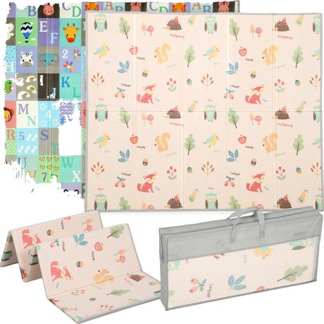 Alfombra de juegos para bebés, impermeable, reversible, multicolor, 150x180x1 cm (1/2)