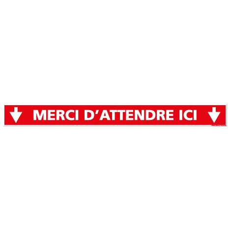 MARQUAGE AU SOL COVID 19 CORONAVIRUS . LOT DE 4 BANDES DE MARQUAGE AU SOL COVID . MERCI D'ATTENDRE ICI . COVID.19 (O0033). Adhésif sol antidérapant .  - Adhésif sol antidérapant
