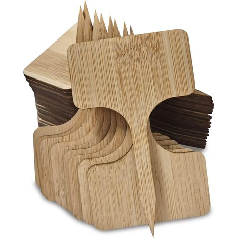 Lot de 30 Étiquettes de Jardin en Bambou, Marqueurs de Plantes en T, Panneaux pour Semis, Herbes, Fleurs et Légumes en Pot (Bambou) (1/5)