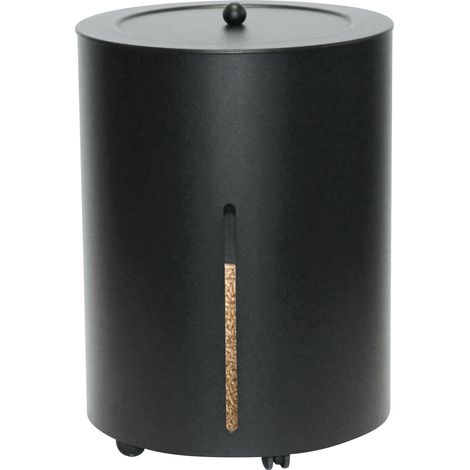 Coffre à granulés rond noir sur roulettes – Acier robuste – Couvercle amovible – Capacité idéale pour usage quotidien – Lienbacher