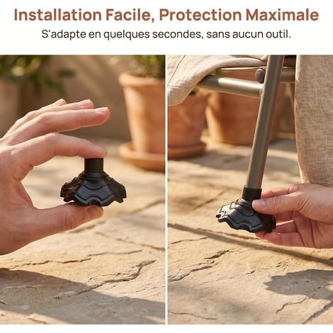 Set di 4 tappi antiscivolo per gambe di sedie: protezioni per piedi nere da 16 mm – Cuscinetti antiscivolo riutilizzabili per mobili da giardino e da campeggio (1/5)