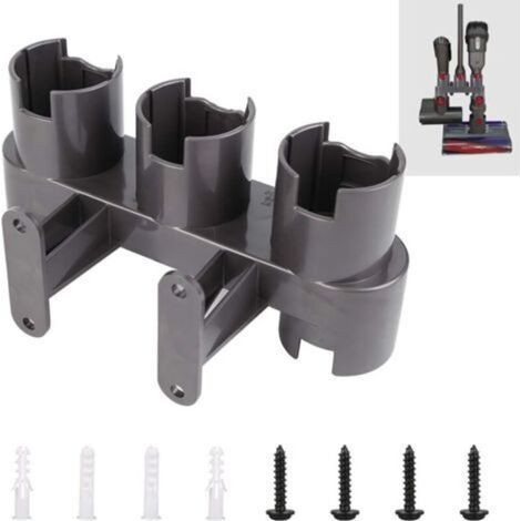 Supporto a parete per accessori Dyson V11/V10/V8/V7 - Adattatore incluso - Compatibile con aspirapolvere Dyson (Grigio, Confezione completa) (1/4)
