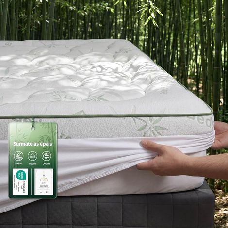 Bamboo Mattress Topper 180 x 200 cm – Padded Height 40 cm, Cooling, Breathable, Anti-Allergic, Relieves Back Pain (1/5)