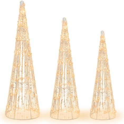 Set di 3 alberi di Natale a forma di cono con luci a LED (1/5)
