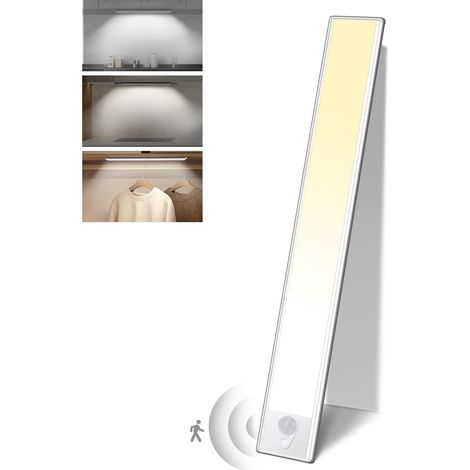 Led Cuisine Lumiere Detecteur de Mouvement Interieur, Eclairage Led Sous Meuble Lampe Sans Fil, 3 Modes 3000K-6000K Rechargeable Luminosité Réglable Chambre Veilleuse Placard Escalier [Classe énergéti (1/5)