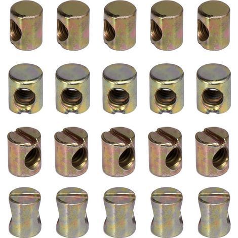 Lot de 20 écrous M6 à fente – Acier carbone anticorrosion – Pour assemblage meubles et lits – Dimensions 13mm x 10mm x 5,35mm (1/5)
