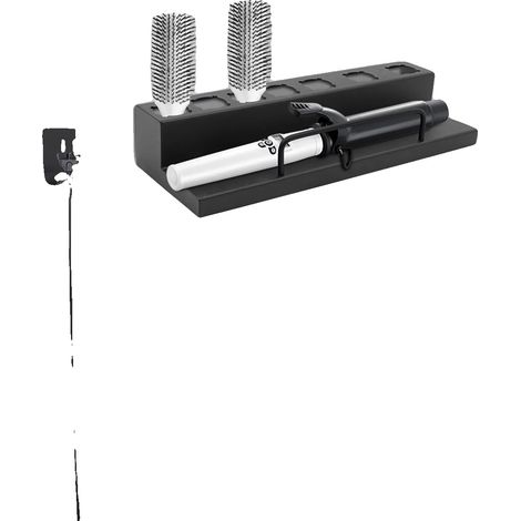 Soporte para rizador de pelo, acero inoxidable, organizador de siete ranuras, negro. (1/2)