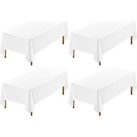 Lot de 4 nappes rectangulaires, polyester, 152,4 x 320 cm, infroissables, lavables, pour mariage, salle à manger, fête (1/5)