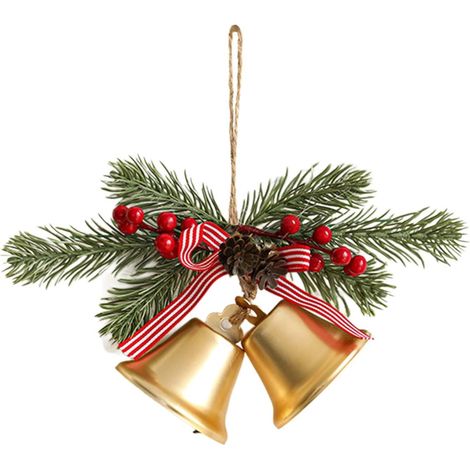 Cloche De Noël En Fer Forgé - Avec Nœud En Velours Rouge - Décoration Pour Arbre De Noël Porte Maison - 1 Pièce (1/5)