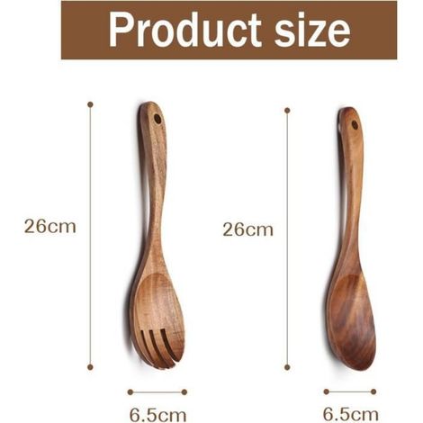 Serveurs À Salade - Bois D'acacia Massif - Pour Salades Et Pâtes - 2 Pièces (1/4)