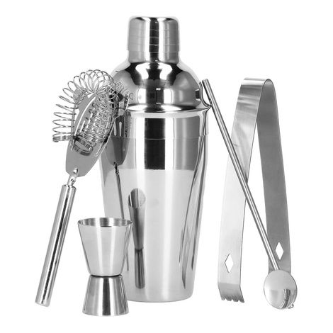 SPRINGOS Shaker Cocktail Set Edelstahl 5-teiliger Bar Set Für Mixgetränke Geschenk Exotischste Cocktails Cobbler Shaker 550 ml Eiszange Löffel Filter Messbecher Für Anfänger Und Barkeeper