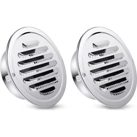 Grille d'aération ronde en acier inoxydable avec écran pour salle de bain, mur, plafond, extérieur, 70 mm, finition brillante plate. (1/5)