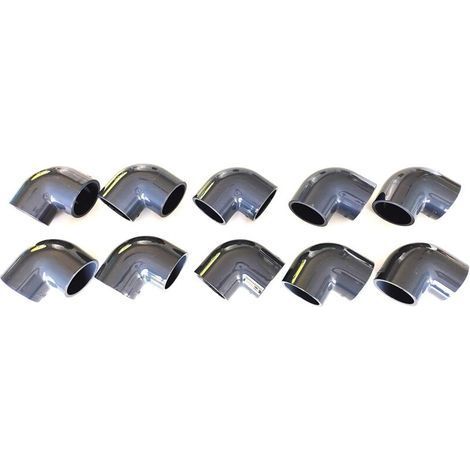 Lot de 10 Coudes 90° 50mm PVC Pression Piscine et arrosage 5cm 50mm-