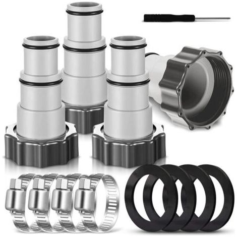 Adaptateur de Tuyau de Piscine A, 4 Pièces Adaptateur de Tuyau de Rechange Adaptateur Tuyau pour Pompe Raccord pour Tuyau de Piscine avec Filetage Intérieur- 32/38 mm(4) (1/4)