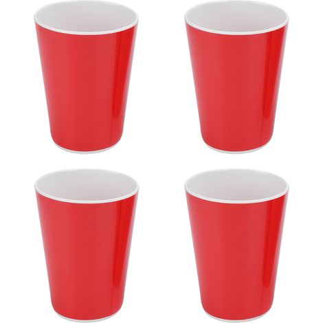 Lot de 4 tasses à eau en imitation céramique rouge, idéales pour le bureau, la maison, le bar et le restaurant. (1/5)