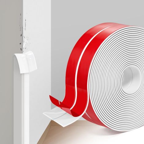 Protection Angle Mur 1 Rouleau, 40mm x 9m Baguette de Finition Adhésive, Cornière de Protection Souple L-Forme pour Coins de Murs et Meubles, Blanc (1/5)