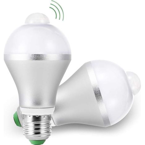 Ampoules LED E27 PIR Détecteur de Mouvement, 15W Capteur Intelligent de Lumière 5700K Auto on/Off Lot de 2 (1/5)