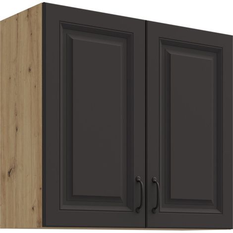 Hängeschrank 80 cm Stilo Grau + Eiche Artisan Küchenzeile Küchenblock Küche (1/4)