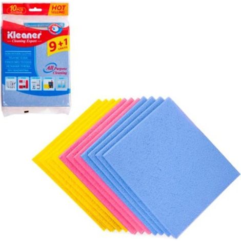 Panno multiuso KLEANER, confezione da 10, 5 colori, 31 x 35 cm, elevato assorbimento