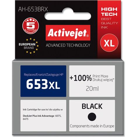 Encre Activejet pour HP 653XL 3YM75AE (norme AH-653BRX) (1/2)