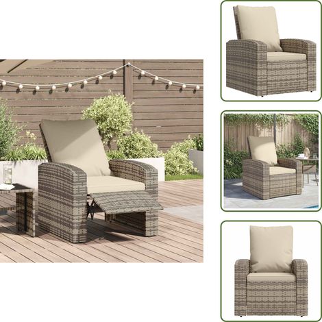 Fauteuil inclinable de jardin avec coussins marron clair rotin - Fauteuil Jardin - Chaise Relax - Mobilier Jardin - Chaise Extérieure - Salon De Jardin (1/5)