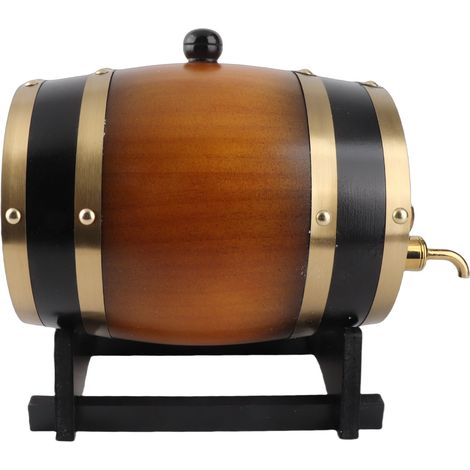 Seau à vin rouge en bois de chêne rétro de grande capacité (3 L), idéal pour la maison. (1/5)