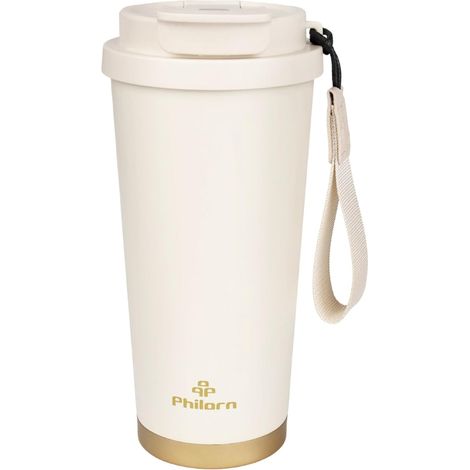 Tasse à café isotherme couvercle acier inoxydable 316 céramique intérieur étanche passe lave-vaisselle blanc (1/5)