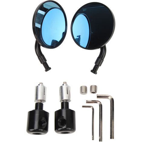 Rétroviseur Moto 22mm 7/8in Verre Bleu Rond Universel pour Guidon Scooter, Rétro Vue Arrière Latérale (1/5)