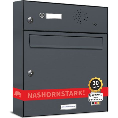 1er Briefkasten Anlage Aufputz - Wandmontage RAL 7016 Anthrazit Klingel (1/5)
