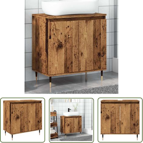 vidaXL Badschrank Altholz-Optik 58x33x60 cm Holzwerkstoff (1/5)