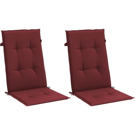 Coussins de chaise dossier haut lot de 2 rouge bordeaux mélangé vidaXL (1/5)