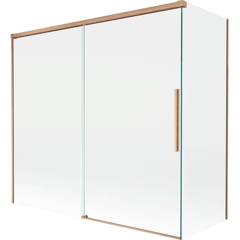 Mexen Rox Duschabtrennung 2-flügelig verschiebbar 170 + 80 x 150 cm, transparent, gebürstetes Kupfer - 8C9-170-080-65-00