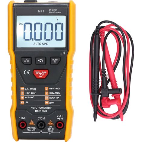 Multimètre numérique digital à affichage LCD, testeur automatique AC/DC tension voltmètre ohmmètre ampèremètre (1/5)