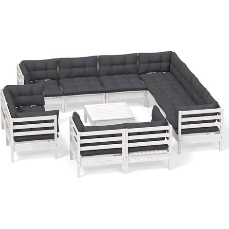 Maison Exclusive - Muebles de jardín 12 pzas con cojines blanco m (1/5)