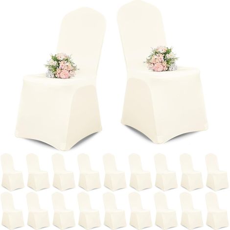 Set of 20 removable and washable chair covers, ideal for weddings, parties and banquets (beige) (1/5)
