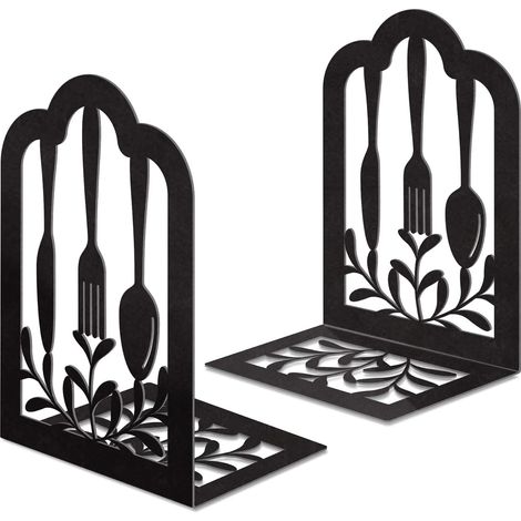 JSSEVN - Book Ends,Metal Bookend,Bookend Decorative Heavy Book Ends for Shelves, Home Decorative Bookends for Heavy Books,Non-Skid Black Book Holder (1/5)