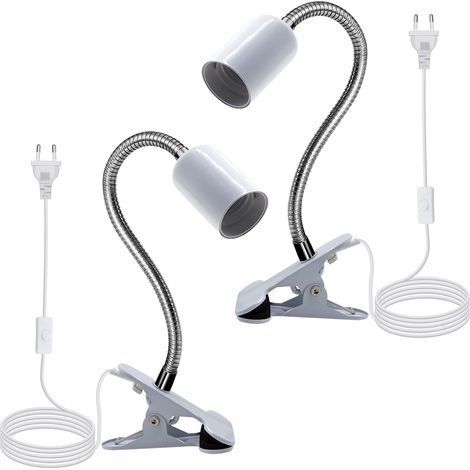 Douille E27 avec Pince, Lampe Pince Métal Ajustable avec Col de Cygne de 350MM, Lampe de Chevet LED avec Câble de 220CM, pour Chambre, Bureau, Salon (1/5)