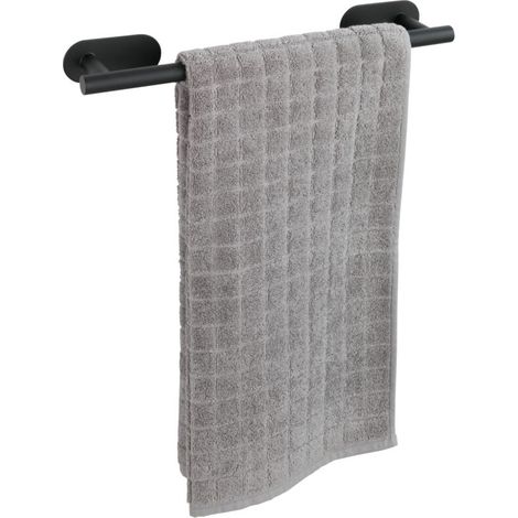 Porte Serviette salle de bain mural Orea, fixation sans perçage "Turbo Loc Plus", Acier inox, 40x4,5x7 cm, noir (1/5)