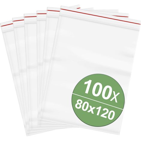 Druckverschlussbeutel ohne Beschriftungsstreifen (B x H) 80 mm x 120 mm Transparent Polyethylen  100