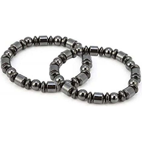 Bracelet magnétique pour la perte de poids 2 pièces Bracelet minceur élégant unisexe en pierre noire Aimant de soins de santé