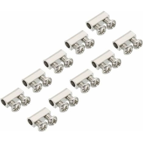 Pinces à câble en acier inoxydable 10x4x5 mm – Lot de 10 avec vis, pour câble jusqu’à 5,5 mm, double trou